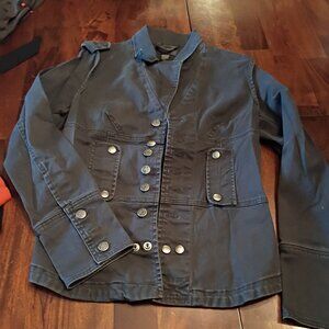 TOO FAST Army Grey Denim Button up